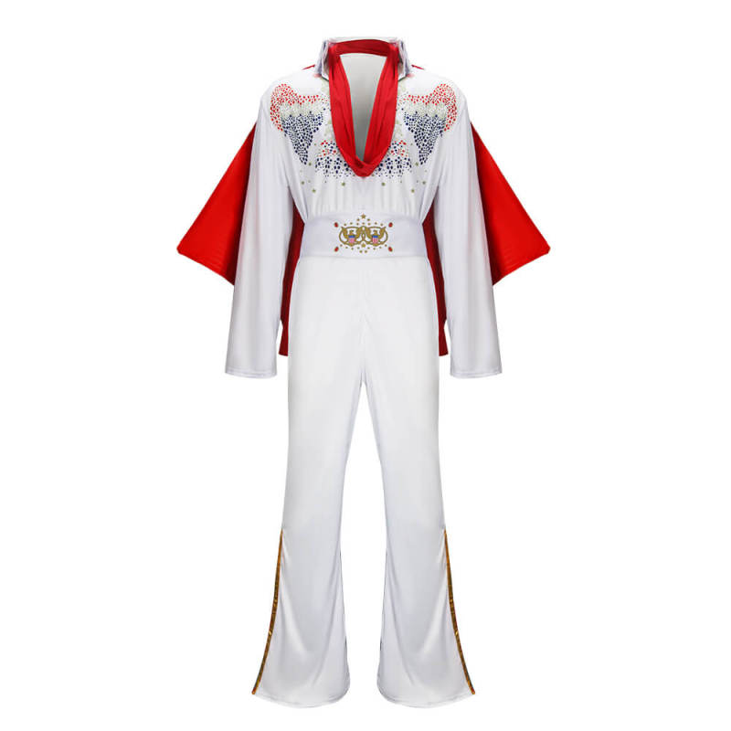 King of Rock and Roll Elvis Aaron Presley White Jumpsuit Costume