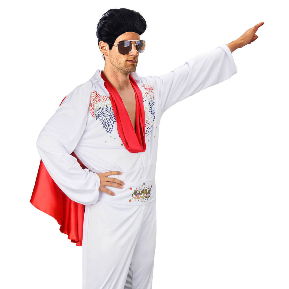 King of Rock and Roll Elvis Aaron Presley White Jumpsuit Costume