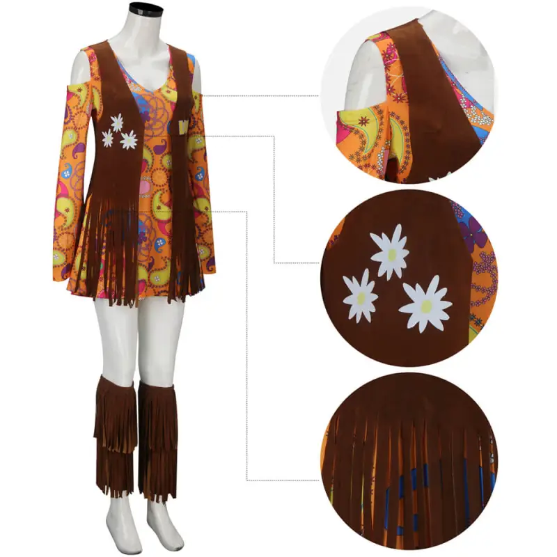 Hippie Halloween Costume Women 70s Dress