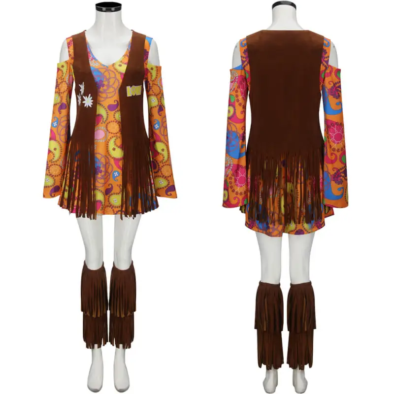 Hippie Halloween Costume Women 70s Dress
