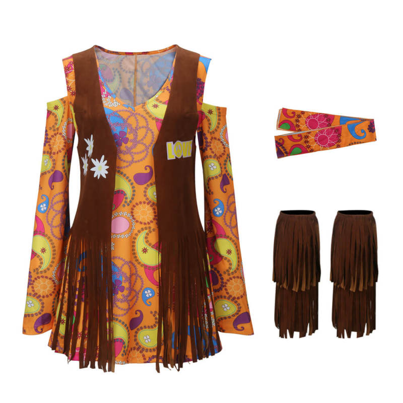 Hippie Halloween Costume Women 70s Dress