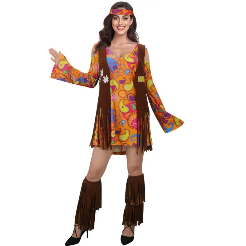Hippie Halloween Costume Women 70s Dress