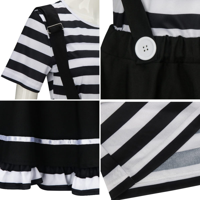 Women French Mime Striped Costume French Artist Black & White Halloween Outfits In Stock-Takerlama