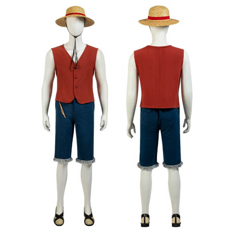 One Piece Monkey D. Luffy Cosplay Costume Straw Hat Luffy Travel Outfits M XL In Stock