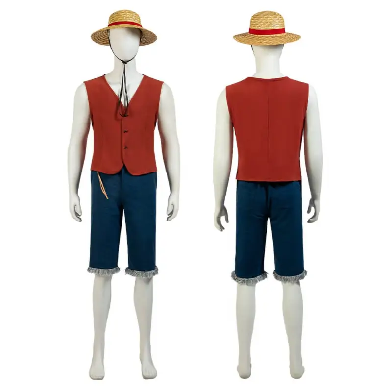 One Piece Monkey D. Luffy Cosplay Costume Straw Hat Luffy Travel Outfits M XL In Stock