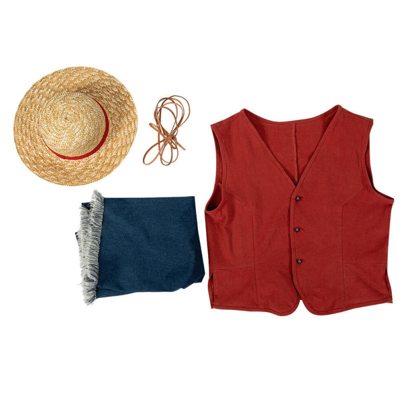 One Piece Monkey D. Luffy Cosplay Costume Straw Hat Luffy Travel Outfits M XL In Stock