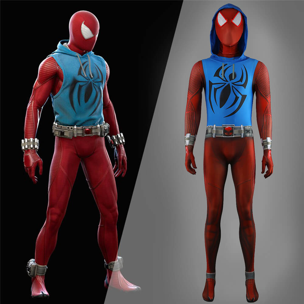 Spider-Man Across the Spider-Verse Scarlet Spider Halloween Cosplay Costume Ben Reilly Jumpsuit