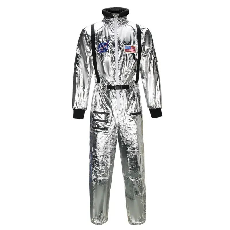Silver Astronaut Jumpsuit Adult Halloween Costume NASA Space Suit In Stock Takerlama