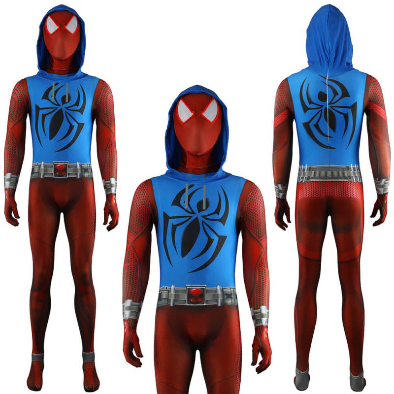 Spider-Man Across the Spider-Verse Scarlet Spider Halloween Cosplay Costume Ben Reilly Jumpsuit