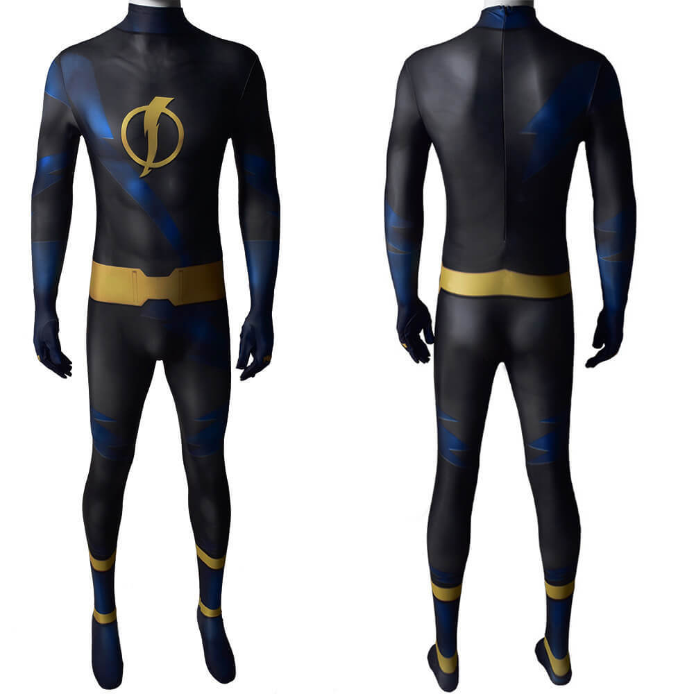 Static Shock Halloween Costume DC Comics Teen Titans Superhero Jumpsuit Adult Kids