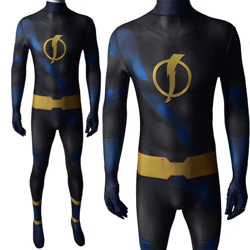 Static Shock Halloween Costume DC Comics Teen Titans Superhero Jumpsuit Adult Kids