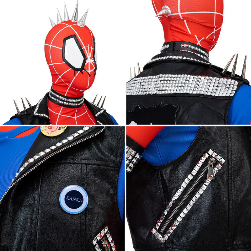 Spider-Punk Hobie Brown Halloween Costume Spider-Man Across the Spider-Verse Punk-Rock Spidey Suit