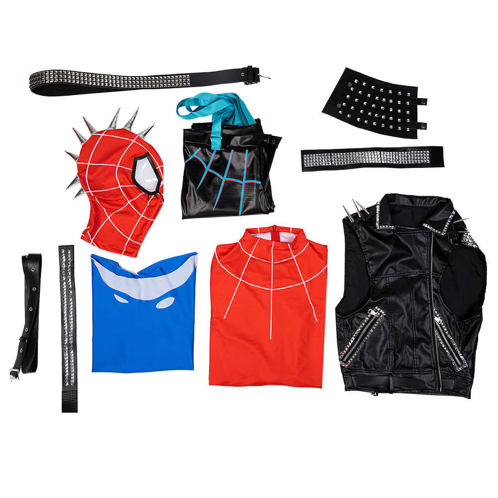 Spider-Punk Hobie Brown Halloween Costume Spider-Man Across the Spider-Verse Punk-Rock Spidey Suit