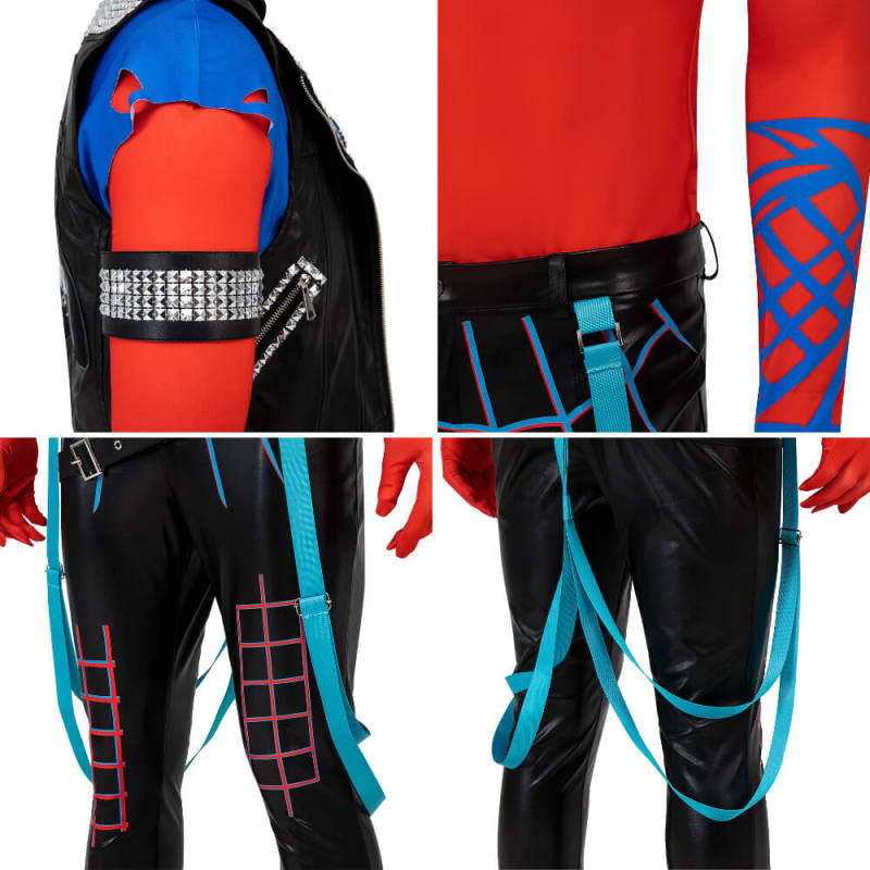 Spider-Punk Hobie Brown Halloween Costume Spider-Man Across the Spider-Verse Punk-Rock Spidey Suit