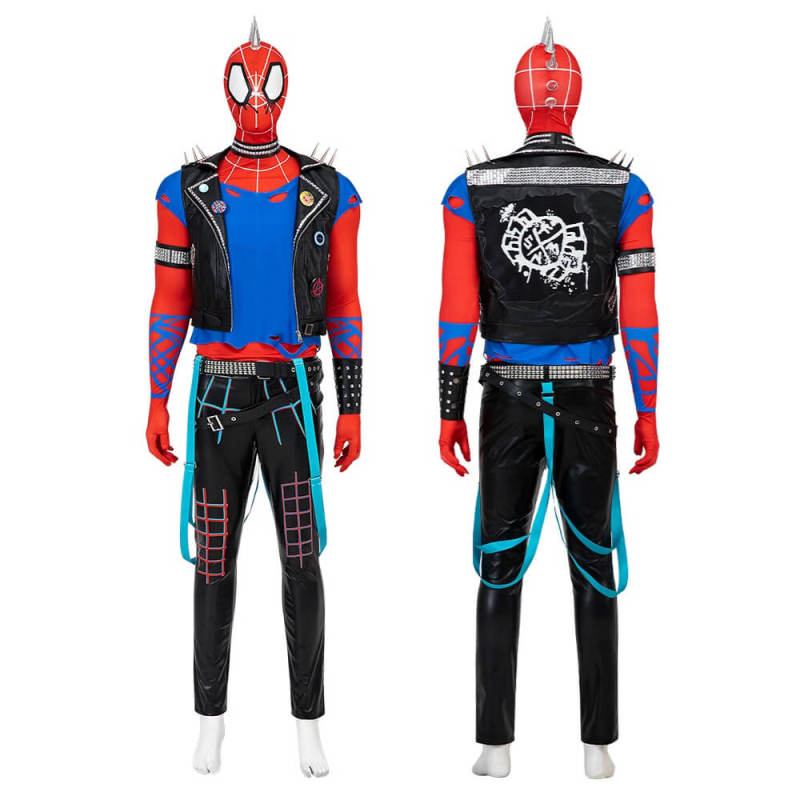 Spider-Punk Hobie Brown Halloween Costume Spider-Man Across the Spider-Verse Punk-Rock Spidey Suit