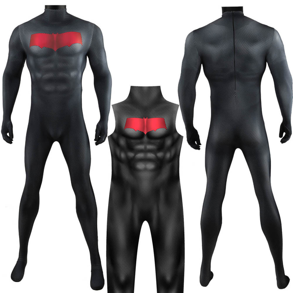 Red Hood Jason Todd Costume DC Comic Superhero Muscle Jumpsuit
