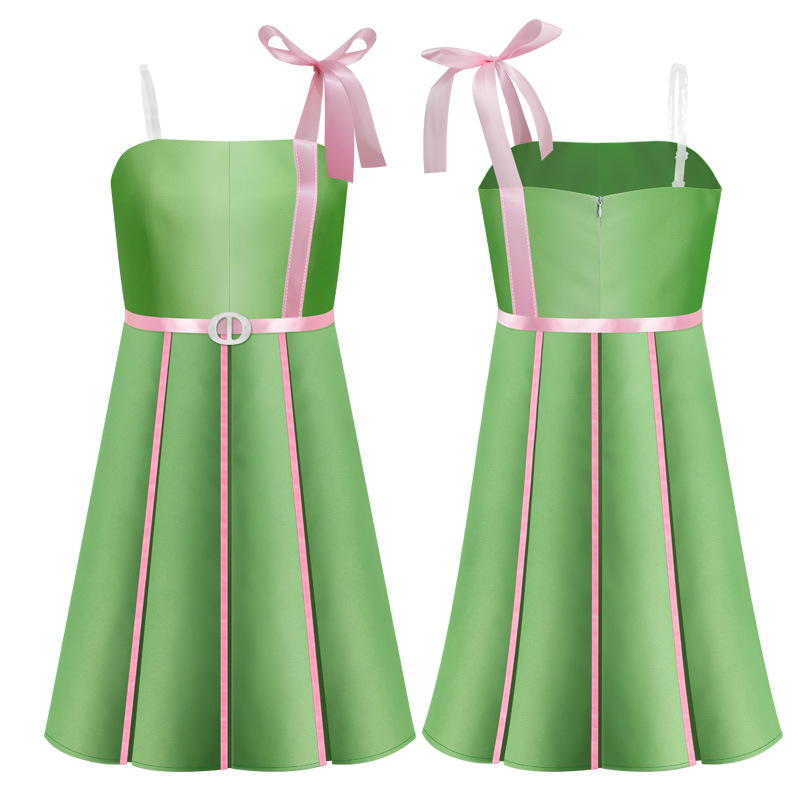 2023 Movie Em­ma Mack­ey Cosplay Costume Beach Party Green and Pink Dress