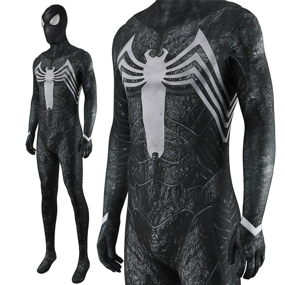 Spider-Man 3 Symbiote Peter Parker Costume Superhero Halloween Cosplay Jumpsuit With Mask