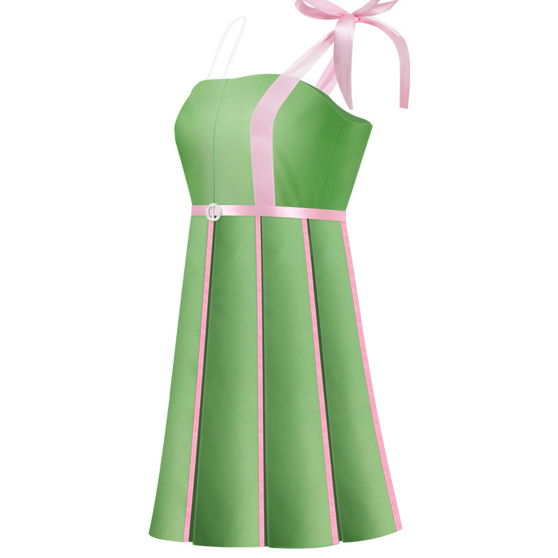 2023 Movie Em­ma Mack­ey Cosplay Costume Beach Party Green and Pink Dress