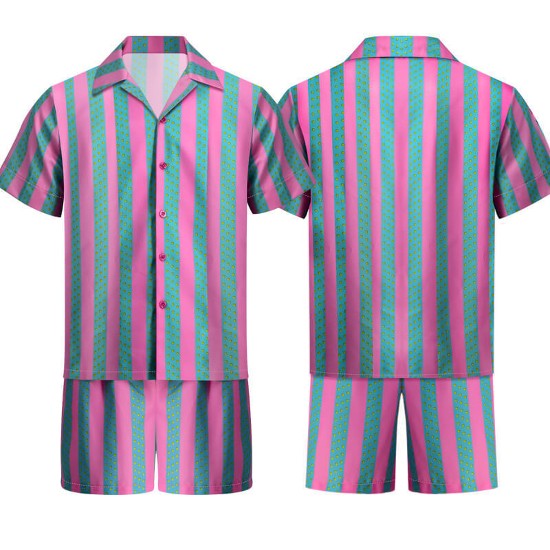 Simu Liu Ken's Pastel Striped Beach Outfit Ryan Gosling Movie Cosplay Costume In Stock Takerlama