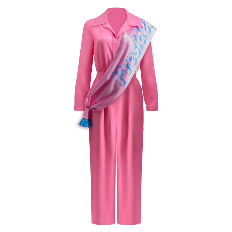 2023 Movie Margot Robbie Pink Jumpsuit Halloween Costume