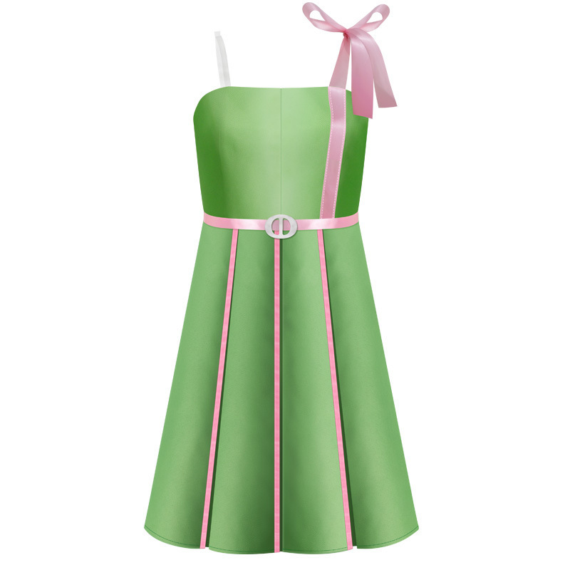 2023 Movie Em­ma Mack­ey Cosplay Costume Beach Party Green and Pink Dress