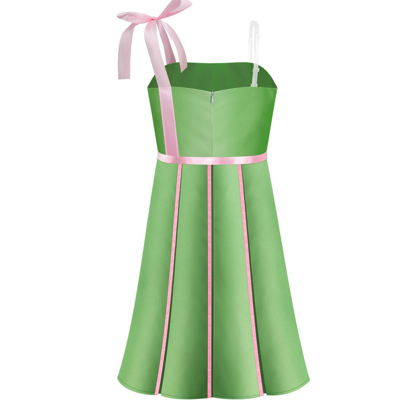 2023 Movie Em­ma Mack­ey Cosplay Costume Beach Party Green and Pink Dress