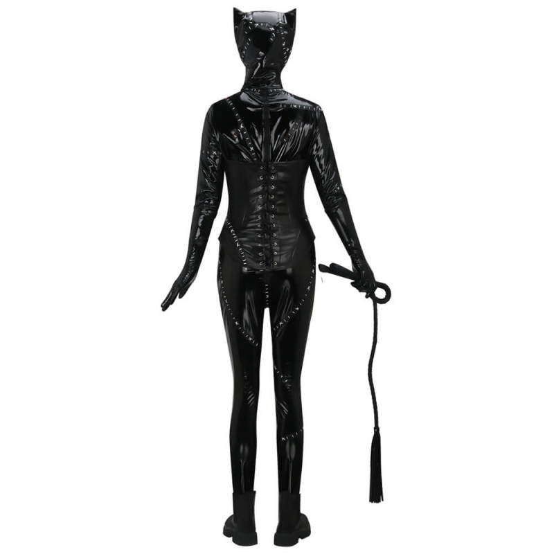 Deluxe Catwoman Costume Women's Michelle Pfeiffer Black Cosplay Jumpsuit-Batman Returns In Stock Takerlama