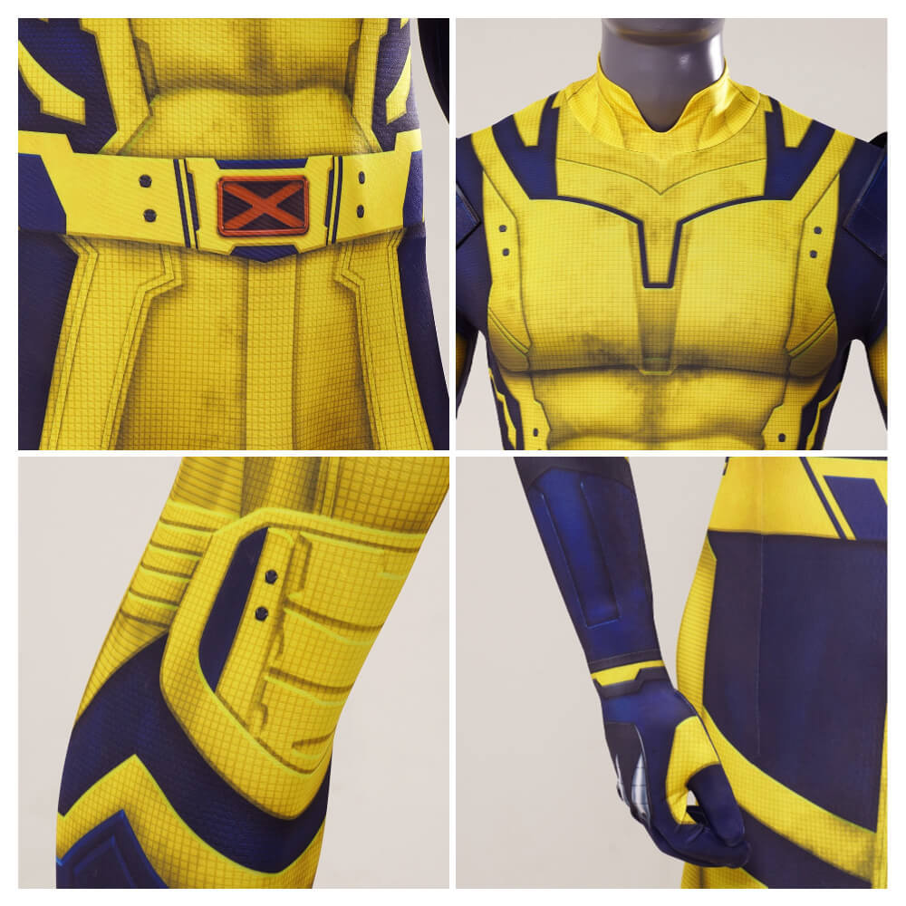 Deadpool 3 Wolverine Logan Halloween Costume Yellow 3D Printed Jumpsuit Kids Adult
