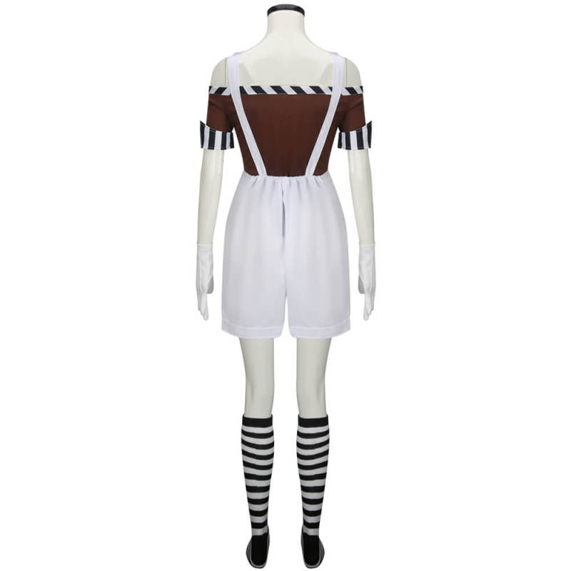 Women's Chocolate Factory Worker Costume Oompa Loompa Willy Wonka Outfits With Wig S In Stock Takerlama