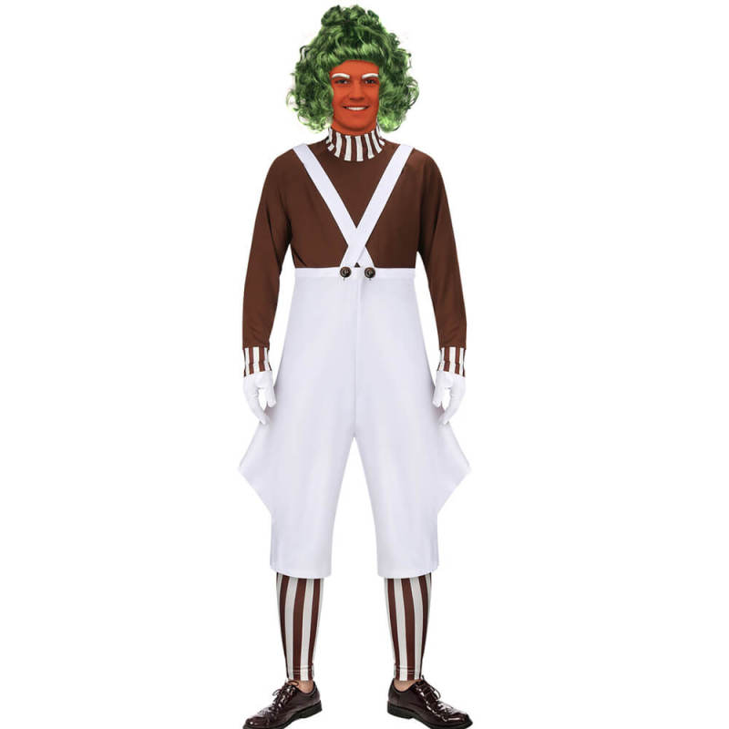 Deluxe Oompa Loompa Cosplay Costume With Wig-Charlie and the Chocolate Factory In Stock Takerlama