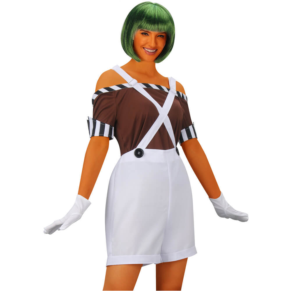 Women's Chocolate Factory Worker Costume Oompa Loompa Willy Wonka Outfits With Wig S In Stock Takerlama