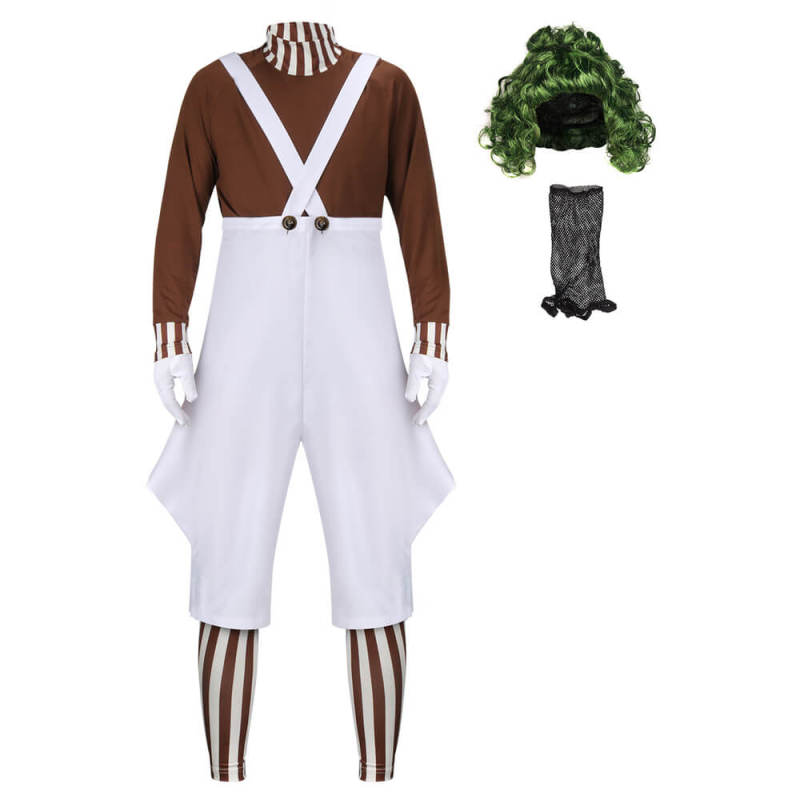 Deluxe Oompa Loompa Cosplay Costume With Wig-Charlie and the Chocolate Factory In Stock Takerlama