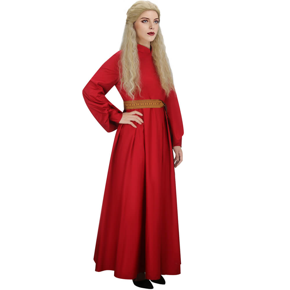 Women s Princess Bride Buttercup Peasant Red Dress Wig Medieval