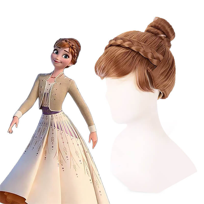 Frozen 2 Adult Anna Brown Hair Braid Disney Princess Wigs For