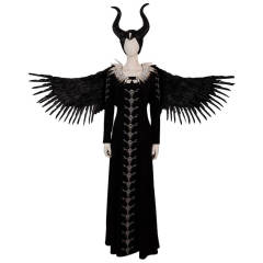 Disney Maleficent 2 Halloween Costume Mistress of Evil Black Witch Angelina Jolie Cosplay Dress Hat Takerlama