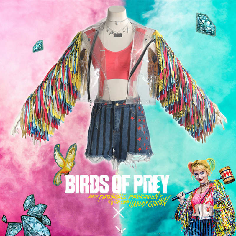 Birds of Prey Harley Quinn Wings Jacket Female Joker Cosplay Outfits Suspenders