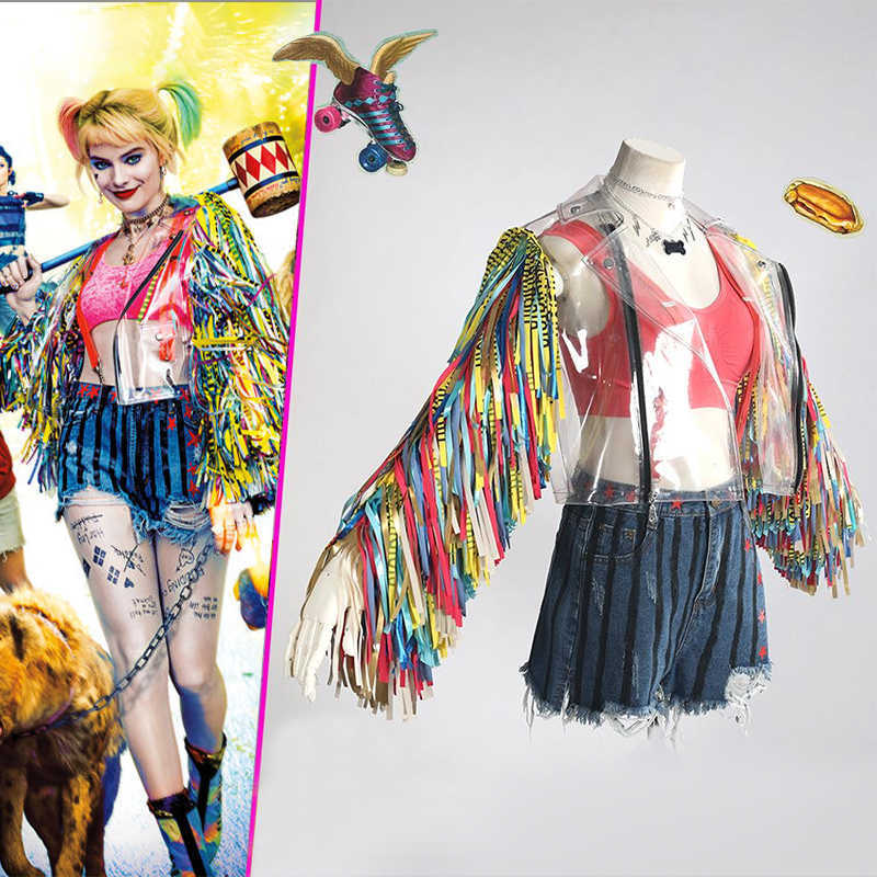 Birds of Prey Harley Quinn Wings Jacket Female Joker Cosplay Outfits Suspenders