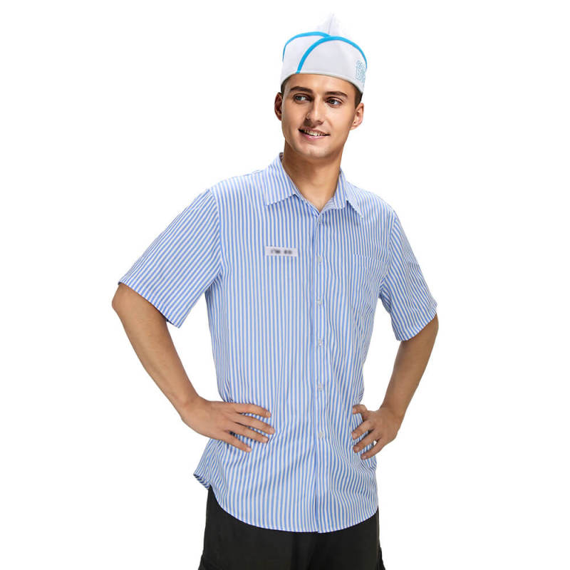 Good Burger Button Up Shirt Hat and Name Tag Employee Cosplay Uniform
