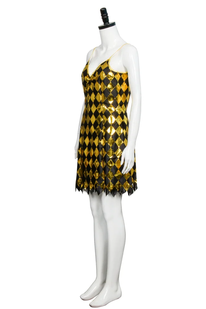 harley quinn black and gold dress Harley Quinn Sequins Club Dress Backless Dress Suicide Squad Cosplay Costume