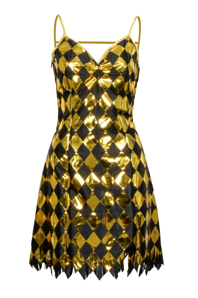 Harley Cosplay Squad Quinn Costume Female Gold Backless Club Dress In Stock-Takerlama,Style B / XL