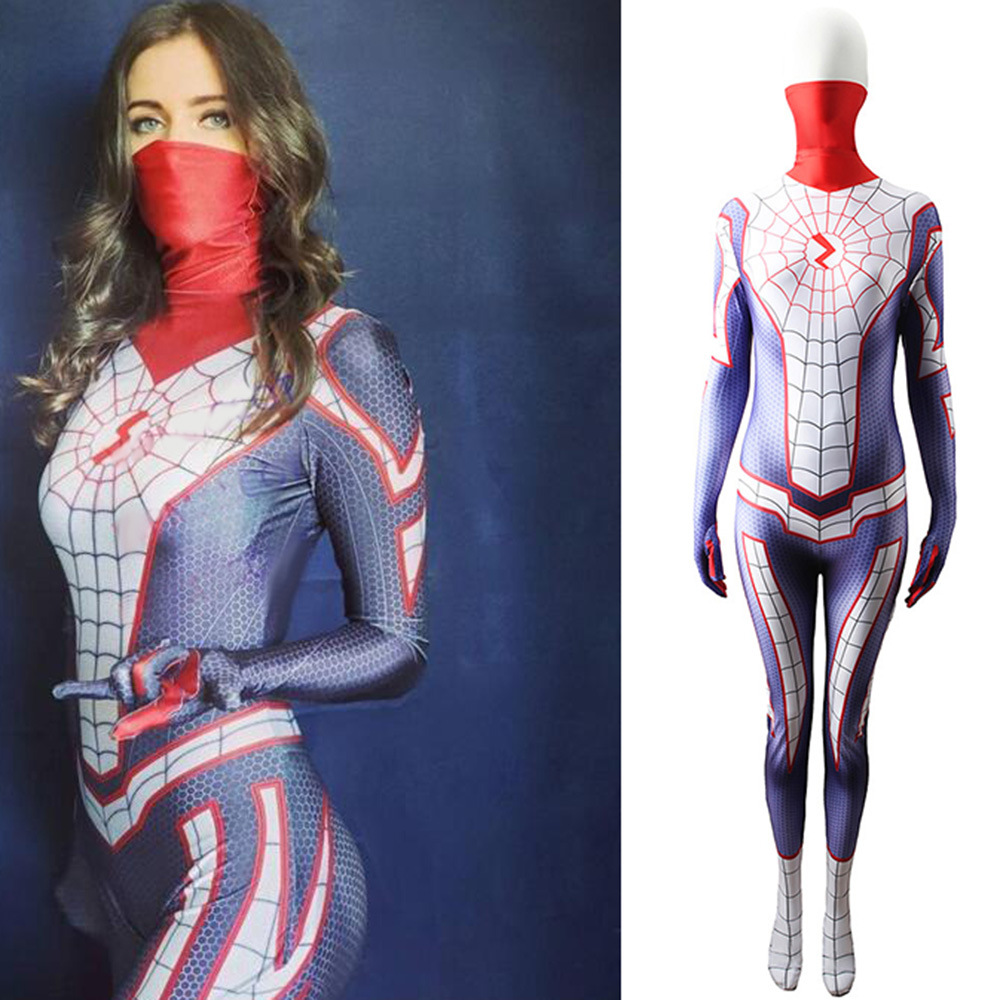 Cindy Moon Silk Cosplay Costume Spider Woman Jumpsuit for Adults