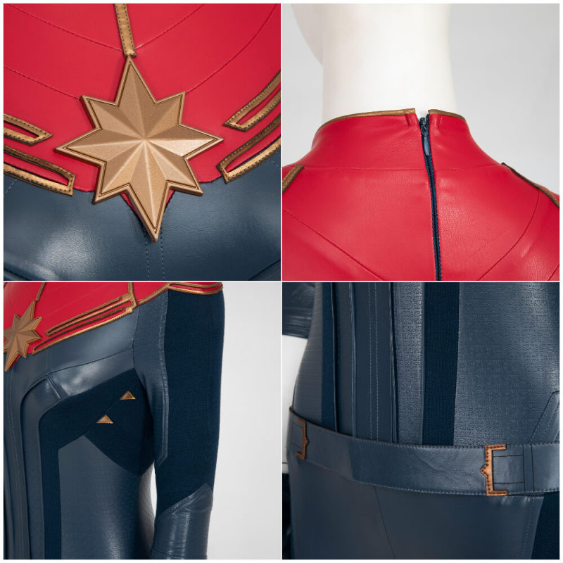 The Marvels 2 Captain Marvel Carol Danvers Cosplay Costume Leather Jumpsuit Boots Takerlama