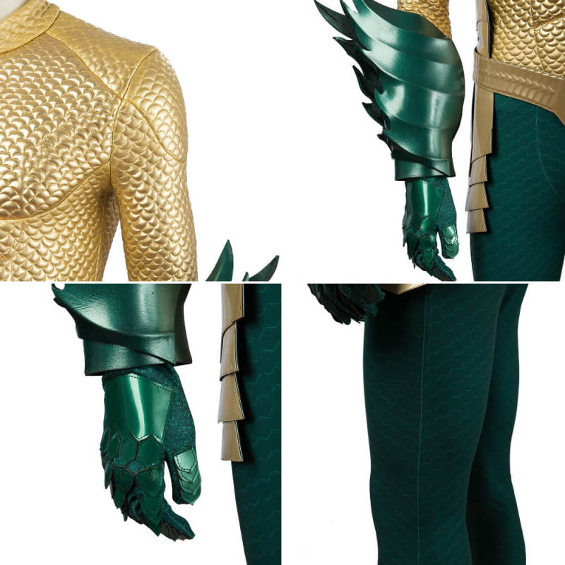 Aquaman Halloween Superhero Costume Adults Movie Arthur Curry Gold Suit Takerlama