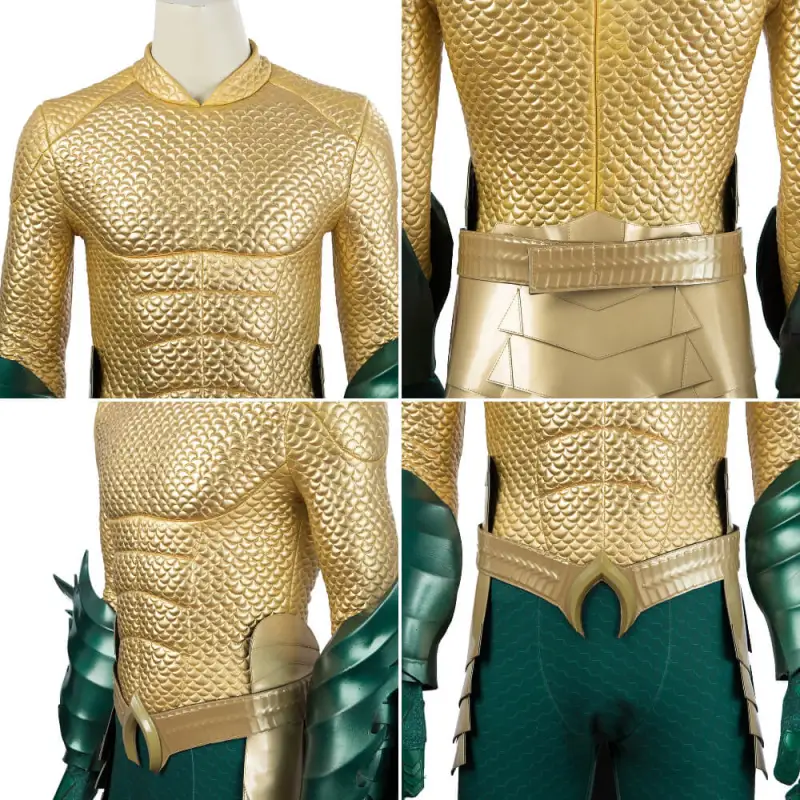 Aquaman Halloween Superhero Costume Adults Movie Arthur Curry Gold Suit Takerlama