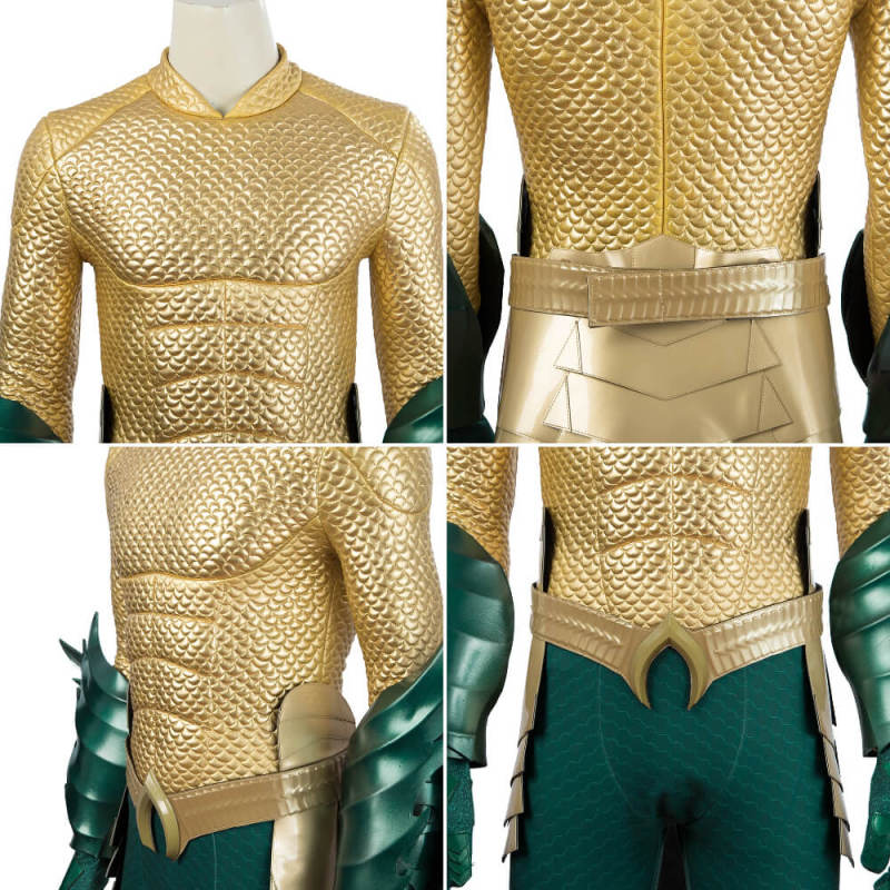 Aquaman Halloween Superhero Costume Adults Movie Arthur Curry Gold Suit Takerlama