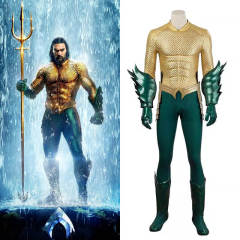 Aquaman Halloween Superhero Costume Adults Movie Arthur Curry Gold Suit Takerlama