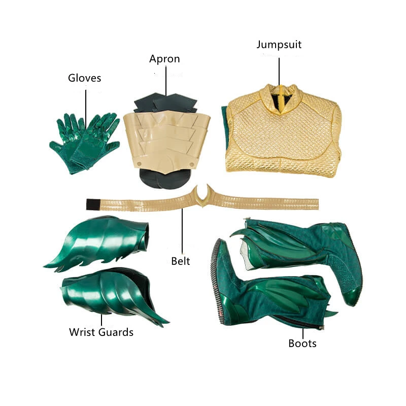 Aquaman Halloween Superhero Costume Adults Movie Arthur Curry Gold Suit Takerlama