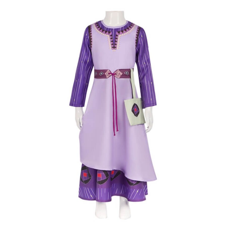 Kids Wish Asha Purple Dress For Girls Disney Movie Cosplay Costume Takerlama