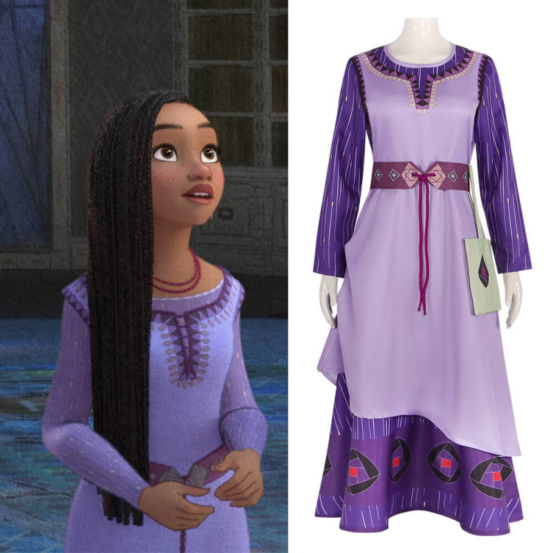 Kids Wish Asha Purple Dress For Girls Disney Movie Cosplay Costume Takerlama